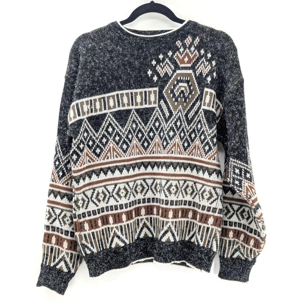Sears The Mens Store Vintage Abstract Geometric Grandpa Sweater 80s Korea Med